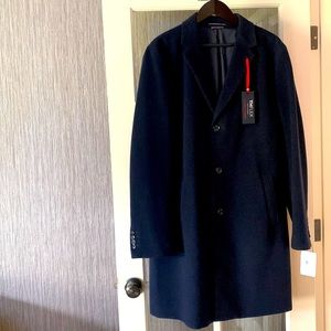 🚹 Tommy Hilfiger men's overcoat wool blend- 3 button, Navy, Size 42R NWT